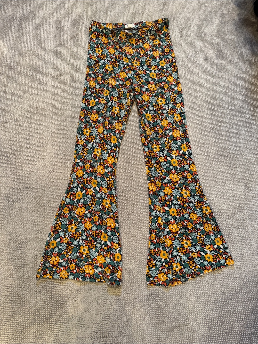 O'Neill Floral Flare-Leg Pants in Tomato, Teal & Orange